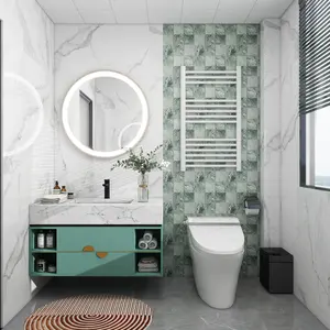 China New Design Bathroom Natural Green Square Stone Marble Mosaic Tile