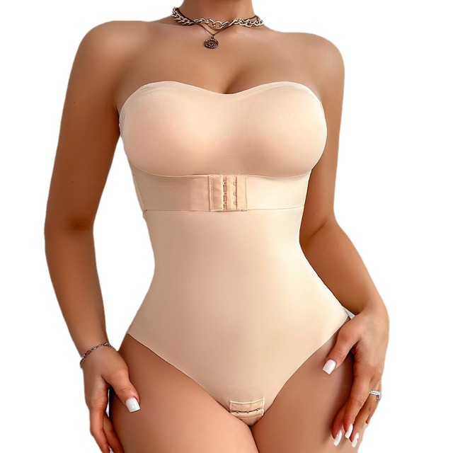One-piece Corset Women's Cross-border Invisible Shoulder Strap Abdomen Waist Detachable Chest Pad Jumpsuit