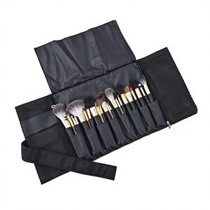 Lot de 25 pinceaux de maquillage en poils naturels, manche en bois de santal, virole en cuivre doré, pour cils, visage, yeux et poudre, personnalisables - Product Image 5