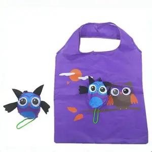 Tas belanja hewan burung hantu tas tangan daur ulang ramah lingkungan penyimpanan tas belanja dapat digunakan kembali baru