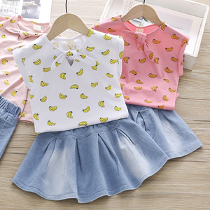Vêtements d'été pour bébés filles, ensembles de robes en jean fleuries, provenant du marché chinois, achetés sur Aliexpress. - Product Image 2