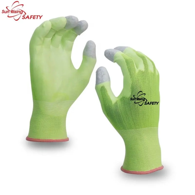 SRsafety 18 Gauge Light PU Coated Gloves Carbon Touch Screen Gloves in Bulk OEM Industrial Work Glove