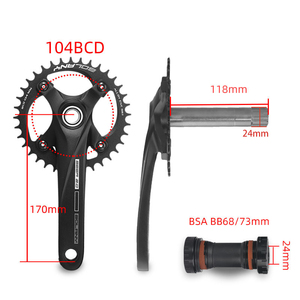 סט גלגלי שיניים לאופניים 34T 36T עמיד במיוחד, מסגסוגת אלומיניום שחורה, חלול ומשולב, לאופני הרים וכביש - Product Image 2