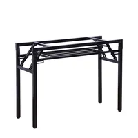 بسيطة طاولة قابلة للطي محمولة قاعدة الساق ادنى رفوف أضعاف في نصف الجدول الحديد بين قوسين مكتب الساقين مكتب الربيع رف frameVT-02.019