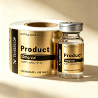 Etiquetas Autoadhesivas de Vinilo Dorado de Primera Calidad para Viales de Péptidos, 3ml/10ml/30ml, Forma Personalizada, Código de Barras, Resistentes al Agua y al Calor