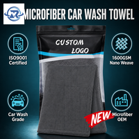 Serviette de lavage de voiture en microfibre ISO9001 double face 1600GSM à boucles torsadées, tissage nano 80/20, séchage rapide