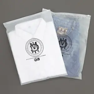 Biodegradable Frosted matte ziplock OEM waterproof bag zipper plastic zip packing bag for clothing