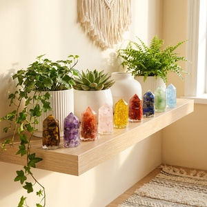Torre de Cristal de Resina <span class=keywords><strong>Orgonita</strong></span> con 9 Variedades de Gemas Naturales, Lámina de Oro, Resina Transparente, Obelisco Curativo, Decoración para el Hogar, OEM - Product Image 4
