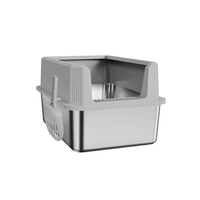 Bac à litière pour chat en acier inoxydable PP plastique ouvert 65L grande capacité accessoires modernes durables et écologiques