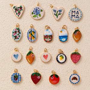 Giardino Dipinto |   Ciondoli in Ottone Placcato Oro 18K per Creazione di Gioielli Fai-da-Te |   Oltre 100 modelli di ciondoli di design dipinti a mano - Product Image 6