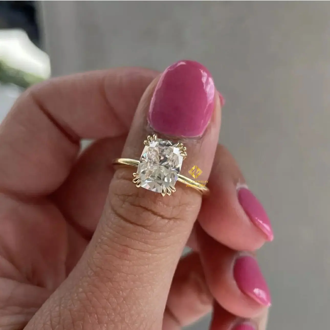 Gorgeous Style Elegant Wedding Bridal Jewelry Set 10k Real Gold 3Ct Fancy Cut VVS1 D Moissanite Engagement Ring