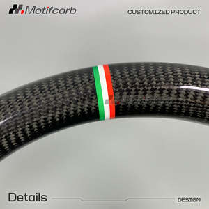 Volante Personalizado de Fibra de Carbono Real con Empuñaduras de Cuero Rojo para Alfa Romeo Giulia, Giulia Quadrifoglio, Giulia Ti 2017-2026 - Product Image 4