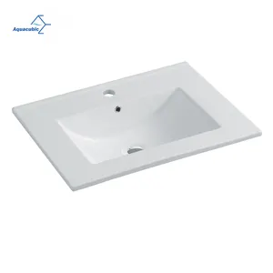 Aquacubic Drop-in dikdörtgen beyaz banyo lavabo Continental Vanity lavabo üst