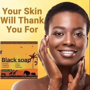 Factory Price Natural Organic African Black Soap Bar Wholesale Handmade Whitening Black African Soap For Daily Use