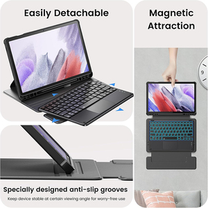 ทัชแพด<span class=keywords><strong>7</strong></span>สีเคสคีย์บอร์ดเรืองแสงเคสสำหรับ <span class=keywords><strong>Samsung</strong></span> <span class=keywords><strong>Galaxy</strong></span> <span class=keywords><strong>Tab</strong></span> S10 Lite/S10FE/S9/S9FE เคสขาตั้งแบบหมุนได้พร้อมคีย์บอร์ด - Product Image 3