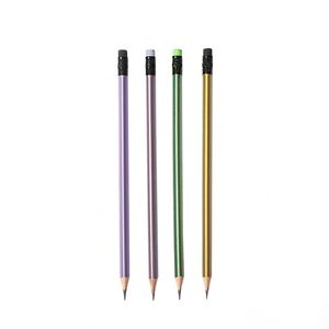 <b>Paint</b> Coated Pencil <b>Set</b> Office Supplies 7 Inches HB Round Metallic <b>Paint</b> Poplar Wood Pencil With Color Eraser - Product Image 4