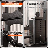 Máquina Smith, Equipo de Fitness Doméstico, Rack de Potencia Multifuncional Integrado, Plataforma para Sentadillas Profundas, Configuración de Gimnasio en Casa/Garaje