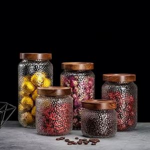Aufbewahrungsboxen für Haus und Küche, Borosilikatglas-Behälter zur Lebensmittelaufbewahrung, Weck Einmachgläser mit Holzdeckeln - Product Image 1