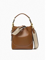 Sac à main en cuir PU marron de style coréen de luxe pour femmes BLL0070 avec sangle à boucle Sac seau portable