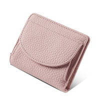 Dompet Pendek Kulit Wanita, Dompet Koin Kulit Asli Motif Litchi, Tempat Kartu Anti RFID Gaya Jepang Korea