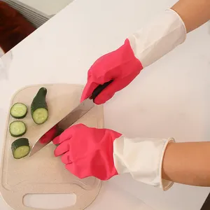 Nouveau design bonne qualité hiver rouge-blanc Homeuse gants en caoutchouc cuisine ménage