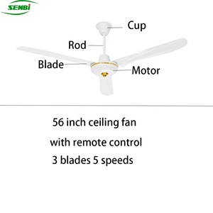 Senbi tiết kiệm năng lượng BLDC động cơ 56 inch DC năng lượng mặt trời quạt trần với điều khiển từ xa - Product Image 3