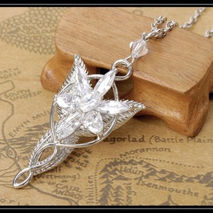 Collier chaîne en alliage de style européen et américain avec strass, motif <span class=keywords><strong>Anneaux</strong></span> du <span class=keywords><strong>Seigneur</strong></span>, Princesse Elfe, Étoile du Crépuscule, unisexe - Product Image 3