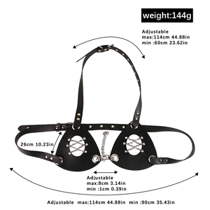 Pinzas de cuero para pezones Bondage Juguetes sexuales para adultos <span class=keywords><strong>DBSM</strong></span> Collar de esclavo Collar de pecho para mujer Abrazaderas de pecho - Product Image 5