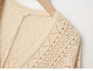 Luxury Hollow Loose Cotton Long Sleeve Knitted <strong>Cardigan</strong> <strong>Crochet</strong> <strong>Lady</strong> Sweater - Product Image 3