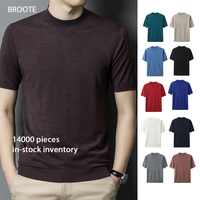 Chemise à manches courtes en mélange de laine pour homme, tissu anti-boulochage, style business décontracté, étiquette personnalisable, prête à être expédiée, vente en gros par petites quantités