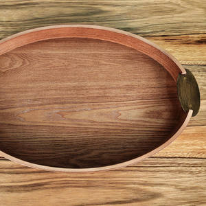 Plateau de rangement ovale en bois de luxe avec poignée en métal, plateau de petit-<span class=keywords><strong>d</strong></span>éjeuner vintage pour table basse, cuisine, organisation de la maison, <span class=keywords><strong>d</strong></span>écoratif - Product Image 4