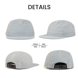 Casquette de course en nylon à 5 panneaux personnalisée, visière flexible, séchage rapide, découpe laser, trous perforés, casquette de sport en maille, casquette de camping - Product Image 2
