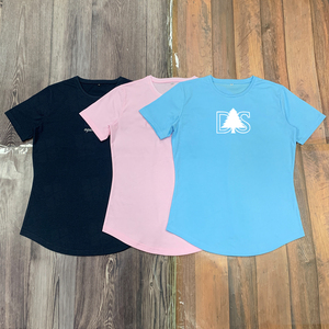 T-shirts pour femmes en coton 230 GSM, coupe ajustée, col rond, ourlet incurvé, broderie 3D personnalisée, vente en gros d'usine, haute qualité - Product Image 4