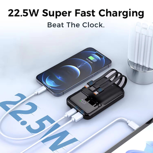 Hyto ngân hàng điện 10000mAh 20000mAh 30000mAh PD 22.5W USB C Kết quả đầu ra với xây dựng trong Cáp sạc nhanh xách tay Powerbank - Product Image 2