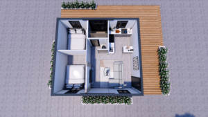 20ft Versand container haus Modifiziert mit Holz innenraum und geräumigem Layout Modularer Fertighaus-Büro container 2 Etagen - Product Image 6