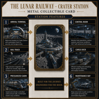 Cartes de collection métalliques Premium Lunar Railway, impression HD UV personnalisée, en acier inoxydable, pour les fans de science-fiction et comme cadeau de luxe