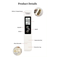 Testeur d'eau numérique 4-en-1 TDS EC Salinité Température, Précision 0-9999ppm PPM, pour Eau Potable, Aquarium, Piscine