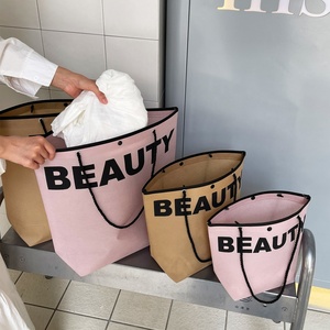 Sac fourre-tout non tissé grande taille, sacs de courses portables avec impression de lettres, sacs à bandoulière grande capacité pour femmes avec bouton - Product Image 2