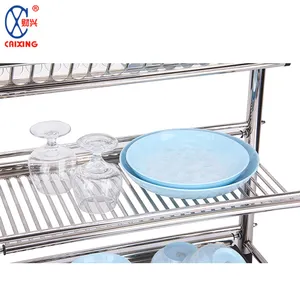 Soporte de almacenamiento de platos de cocina de gran capacidad, estante para platos de 3 niveles de acero inoxidable, escurridor de platos, estante para secar platos