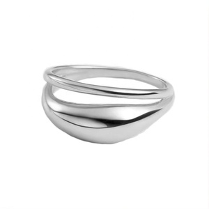 Custom Wholesale 14k 18k Gold Plated Vermeil 925 Sterling <b>Silver</b> Double <b>Chunky</b> Wedding & Party Zircon <b>Ring</b> for Women - Product Image 4