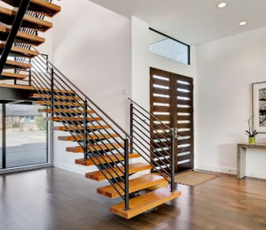 DB 모노 스트링거 금속 계단: 나무 밟기 및 유리/케이블 난로 - Product Image 6