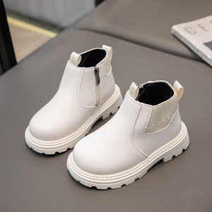 Chaussures Enfant Tendance, Bottines Britanniques avec Fermeture Éclair Latérale en Cuir PU pour Garçon et Fille, Chaussures de Marche d'Extérieur, Bottes d'Hiver pour Enfants - Product Image 4