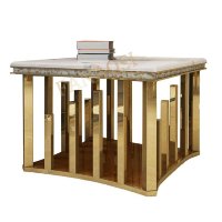 Table d'appoint de luxe au design italien, style moderne du milieu du siècle, avec plateau en acier inoxydable brillant et en marbre, pour salon, appartement, école