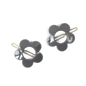 CANYUAN High Quality Black Gray Flower Acetate Barrette Cute Hollow Ladies hair clip claw Wholesale