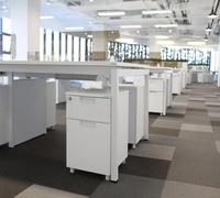 Modern Wooden Office Cubicle Workstation With Glass Screen Divider for 4/6/8 Person