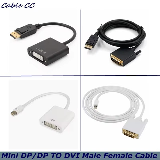 DisplayPort to DVI cable adapter Mini DP to DVI 24+1/24+5 male/female 1080p suitable for PC laptops, HDTV monitors, projectors