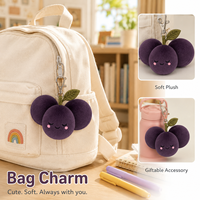 Peluche pendentif AI Bayberry Bear, en polyester doux, rembourrée en coton PP, porte-clés, mignonne, personnalisée, motif fruit de dessin animé, cadeau ODM pour enfants et adultes