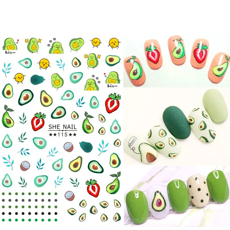 SHE113-SHE133 3D DIY Children Cartoon Nail Art Decals Decoration Cute Fruit Applique Nail Art Stickers For Kids