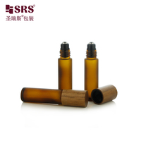 Applicateur de bille roulante pour huiles essentielles de luxe 10 ml, flacon roll-on avec bouchon en bois
