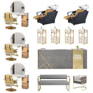 Ensemble de meubles de salon de luxe de haute qualité Coiffeur Coiffeur Or Chaise de barbier Ensemble de chaises de salon Chaise de barbier - Product Image 2